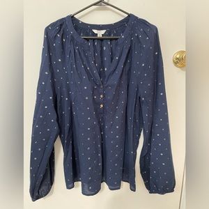 Crown & Ivy Peasant Top 3/4 sleeve Sz XL